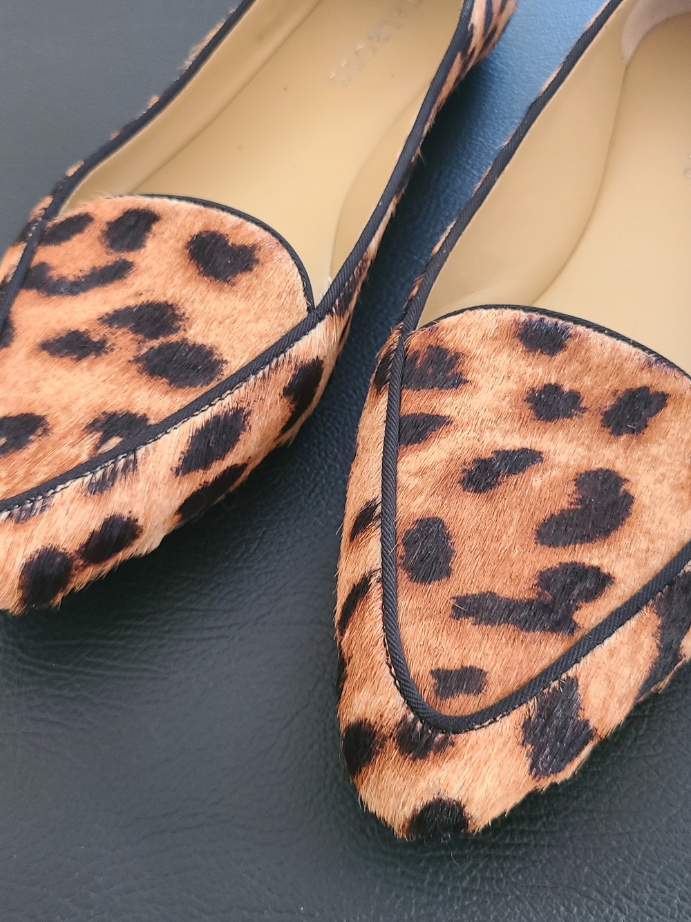 Talbots Leopard-Print Calf Hair Pointed Flats Loafers - Picture 4 of 11